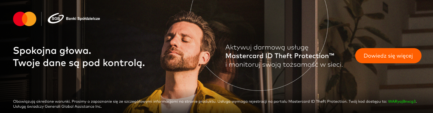 Monitoruj swoje dane w sieci 24/7 z Mastercard ID Theft ProtectionTM