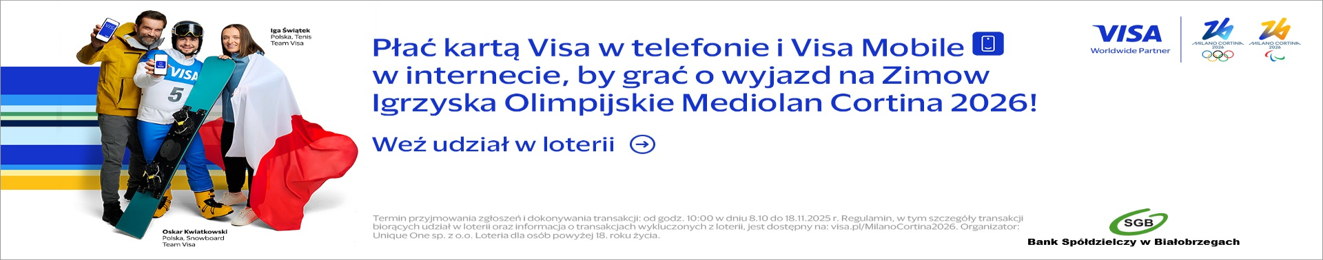 Płać Visa i jedź na Zimowe Igrzyska! Nowa loteria Visa